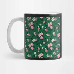 Romantic Green Pink Roses Floral Watercolor Painting Mug